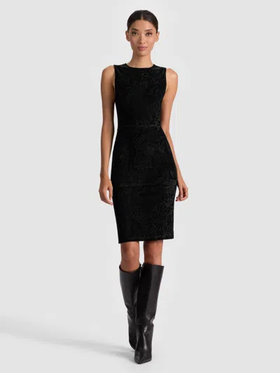 Alice And Olivia Delora Suede Midi Dress In Black
