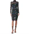 Alice And Olivia Delora Turtleneck Long Sleeve Midi Dress In Beautiful Blooms In Multi
