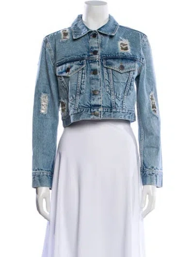 Pre-owned Alice And Olivia Denim Jacket In Blue
