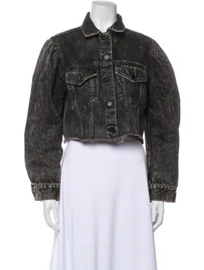 Pre-owned Alice And Olivia Denim Jacket In Gray