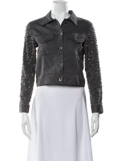 Pre-owned Alice And Olivia Denim Jacket In Gray