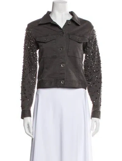 Pre-owned Alice And Olivia Denim Jacket In Gray
