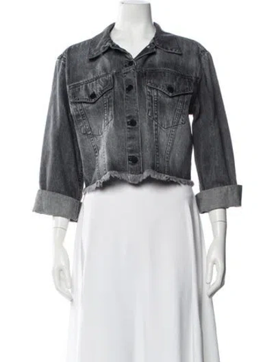 Pre-owned Alice And Olivia Denim Jacket In Gray