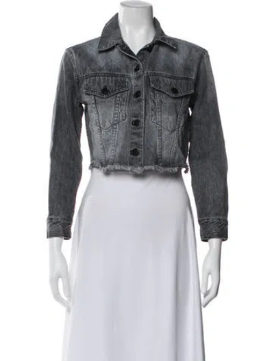 Pre-owned Alice And Olivia Denim Jacket In Gray