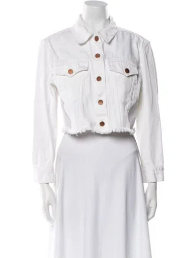 Pre-owned Alice And Olivia Denim Jacket In White