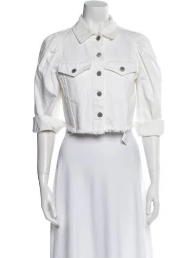 Pre-owned Alice And Olivia Denim Jacket In White