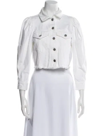Pre-owned Alice And Olivia Denim Jacket In White