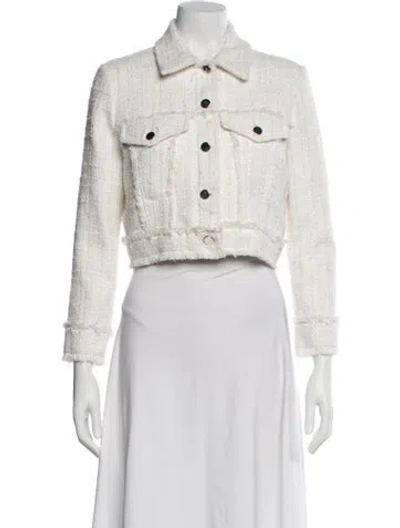 Pre-owned Alice And Olivia Denim Jacket In White