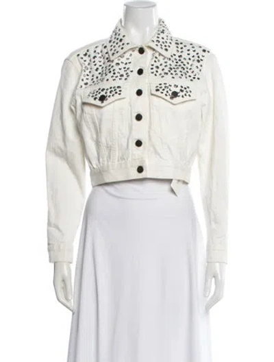 Pre-owned Alice And Olivia Denim Jacket In White