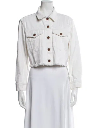 Pre-owned Alice And Olivia Denim Jacket In White