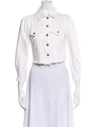 Pre-owned Alice And Olivia Denim Jacket In White