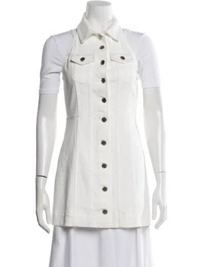 Pre-owned Alice And Olivia Denim Jacket In White