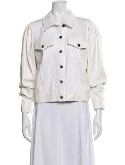 Pre-owned Alice And Olivia Denim Jacket In White