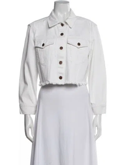Pre-owned Alice And Olivia Denim Jacket In White