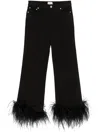 Alice And Olivia Feather-trim Jeans In Black  
