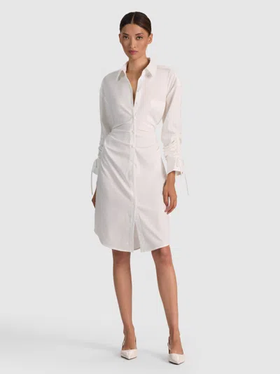 Alice And Olivia Denise Midi Shirt Dress In Off White