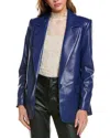 Alice And Olivia Alice + Olivia Denny Faux Leather Blazer In Blue