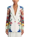 Alice And Olivia Denny Boyfriend Blazer In White Floral