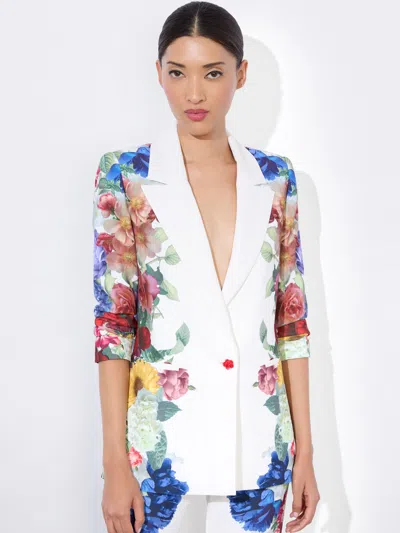 Alice And Olivia Denny Boyfriend Blazer In Garden Brunch Off White