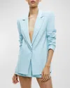 Alice And Olivia Denny Linen Blend Boyfriend Blazer In Spring Sky