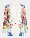 Alice And Olivia Denny Boyfriend Blazer In Garden Brunch Off White