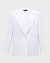 Alice And Olivia Denny Notch-collar Boyfriend Blazer In White