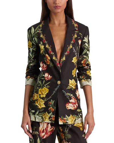 Alice And Olivia Denny Slim Notched Lapel Blazer In Black