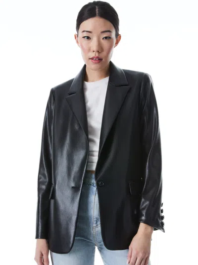Alice And Olivia Denny Vegan Blazer In Black
