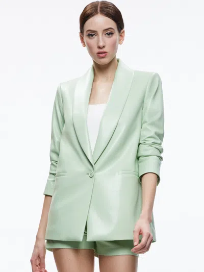 Alice And Olivia Denny Single-breasted Blazer In Seafoam