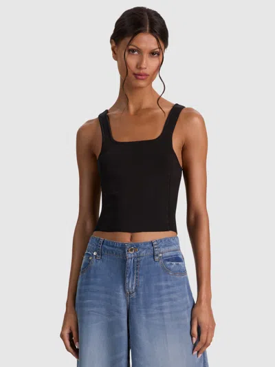 Alice And Olivia Devin Side Panel Tank In Black