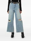 Alice And Olivia Devoe Distressed Raw-hem Jeans In Blue