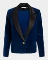 Alice And Olivia Velvet Blazer In Midnight Blue