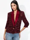 Alice And Olivia Denny Boxy Sequined Blazer In Garnet