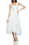 Alice And Olivia Diana High-low Midi Dress In Off White