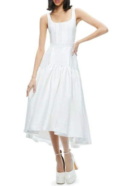 Alice And Olivia Diana High-low Midi Dress In Off White