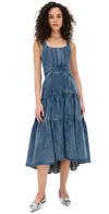 Alice And Olivia Diana Structured Denim Midi Dress In Liana Vintage Blue