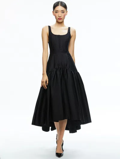 Alice And Olivia Diana Sleeveless Midi Dress In Black