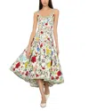 Alice And Olivia Diana Sleeveless Structured Midi Dress In White Floral