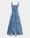 Alice And Olivia Diana Structured Denim Midi Dress In Liana Vintage Blue