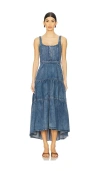 Alice And Olivia Diana Structured Denim Midi Dress In Liana Vintage Blue