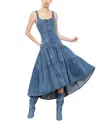Alice And Olivia Diana Structured Denim Midi Dress In Vintage Blue