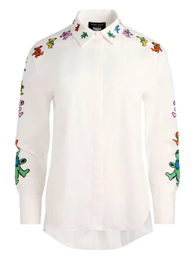 Alice And Olivia Dimitra Button-down Shirt In White