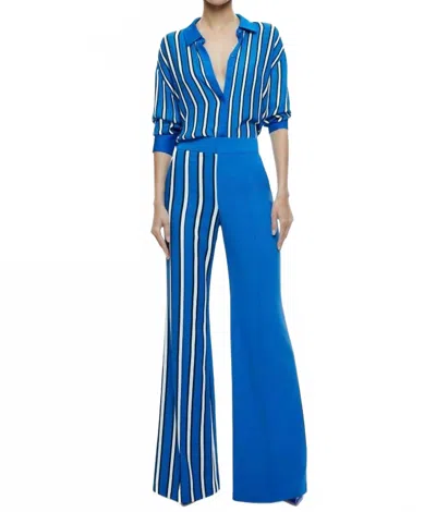 Alice And Olivia Dimitra Oversize Shirt In French Blue Stripe