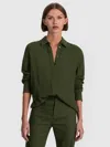 Alice And Olivia Dimitra Oversized Button Down In Green