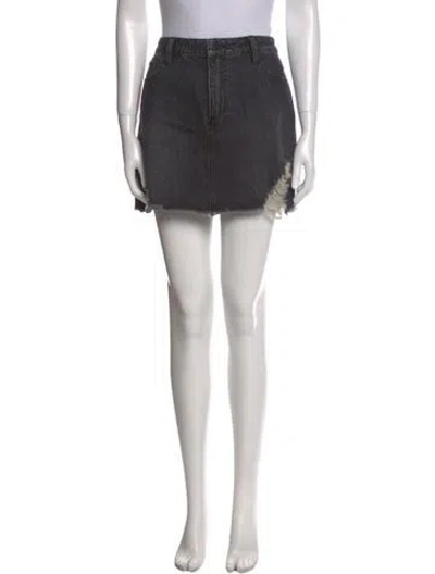 Pre-owned Alice And Olivia Distressed Accents Mini Skirt In Black