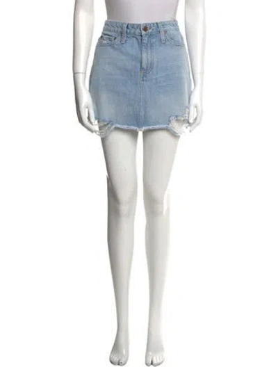 Pre-owned Alice And Olivia Distressed Accents Mini Skirt In Blue