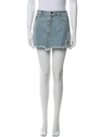Pre-owned Alice And Olivia Distressed Accents Mini Skirt In Blue