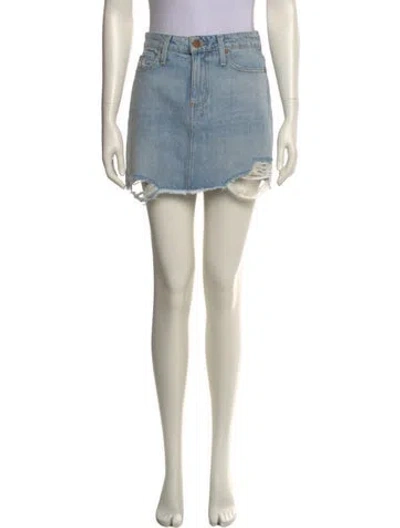 Pre-owned Alice And Olivia Distressed Accents Mini Skirt In Blue