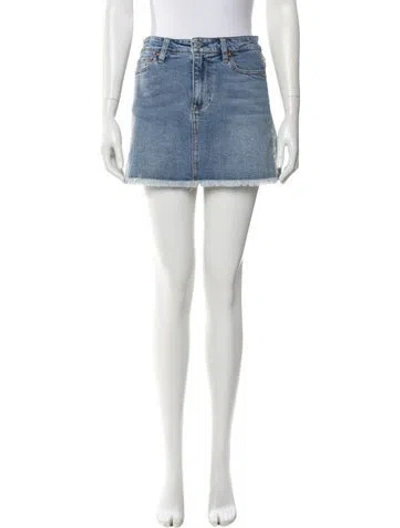 Pre-owned Alice And Olivia Distressed Accents Mini Skirt In Blue