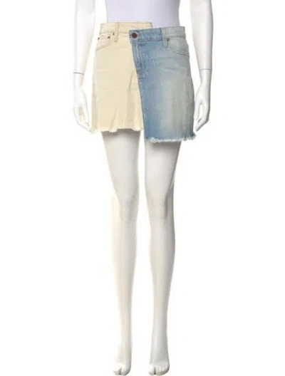 Pre-owned Alice And Olivia Distressed Accents Mini Skirt In Blue